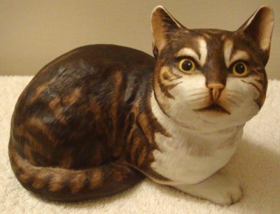 Eric Tenney Brown Tiger Tabby Cat Figurine Fascination 6.75'' Franklin Porcelain