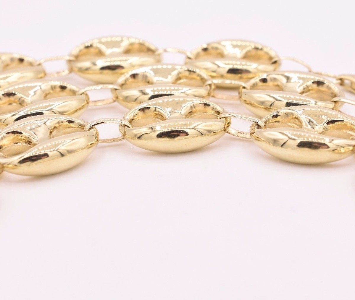 Puffed Mariner Anchor Link Chain Bracelet Real 14K Yellow Gold All Sizes - UK