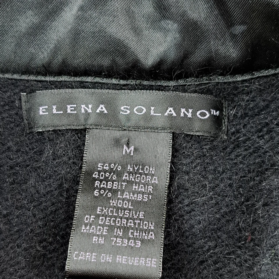 Suéter Vintage Elena Solano Mujer Mediano Negro Cárdigan Angora Conejo Lana de Cordero Foto 2 de 4