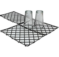 Glass Mats Bar Shelf Liner 10 Interlocking Black Plastic Matting 8" x 12"
