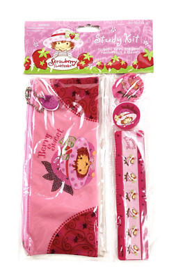 Vtg Strawberry Shortcake Pink Stationery Pencil Pouch Ruler Eraser ...