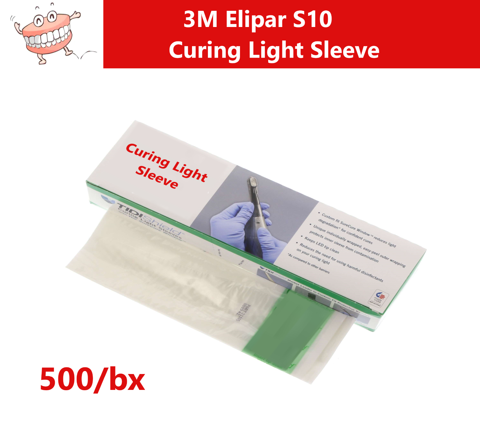 Dental Curing Light Cover Sleeve For 3M Elipar S10 Plastic Covers 500