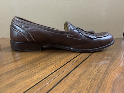 Johston & Murphy Cellini Brown Tassel Slip-on Waffle Leather Loafer Size 12M GUC Sz 12 Johnston & Murphy Cellini Mens Shoes Brown Leather  main image 2