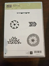 Stampin Up PETAL PARADE 5 Rubber Stamps + Wood Mount Blocks NEW