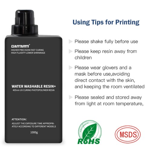 Giantarm Water Washable Resin 1KG 405nm UV mehrfarbig Resin für 3D Harz Drucker - Zdjęcie 8 z 57