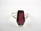 Sterling Silver Coffin Cut Red Garnet Ring 925 Size 5.5 Weighs 2.5 Grams
