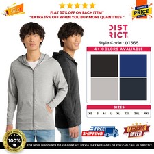 District DT565 Men's Medal Full-Zip Lightweight Hoodie With Front Pockets