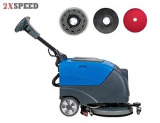 Emotor 15'' Brush Foldable Walk Behind Hand Push Floor Scrubber Machine blue 
