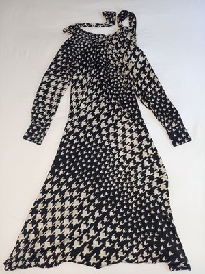 h&m dress houndstooth pattern monochrome black white summer women | eBay UK