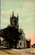 Postcard St Charles Catholic Church Woonsocket Rhode Island RI Posted 1912
