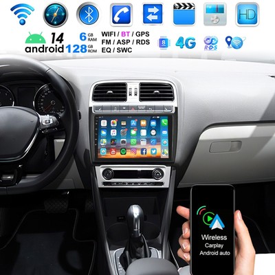 9'' 8 Kerne 6+128GB Carplay Autoradio Für VW Polo 6R 6C 2009-2017 Android 14 GPS