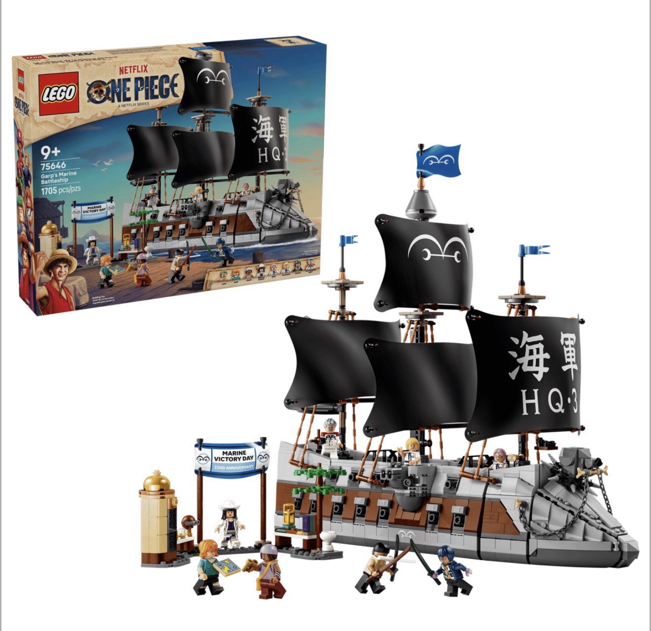 New LEGO Garp's Marine Battleship 75646 One Piece Season 2 1705 Pieces Netflix