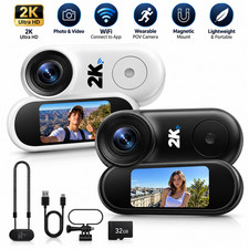 2K Thumb Body Camera with 1.47"Screen Action Cam WiFi Magnetic Mount for Vlogs