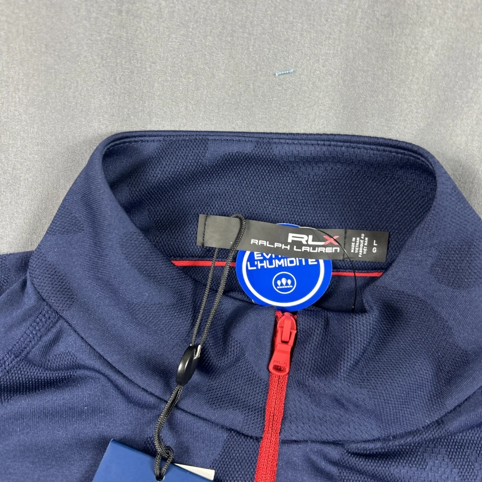 Pullover de golf RLX Ryder Cup Ralph Lauren para mujer EE. UU. camuflado 1/4 cremallera azul grande $125 Foto 3 de 4