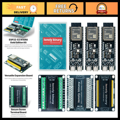 ESP32-S3 Gold Edition Kit - 3-Pack with 16MB Flash, 8MB PSRAM, Expansion Boards