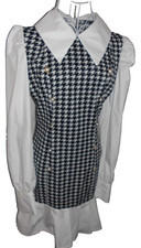 Chic me black white long sleeve daggar collared mod scooter dress 10 
