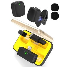 Wireless Lavalier Microphone Noise Cancelling for Android iPhone 15H Battery ...