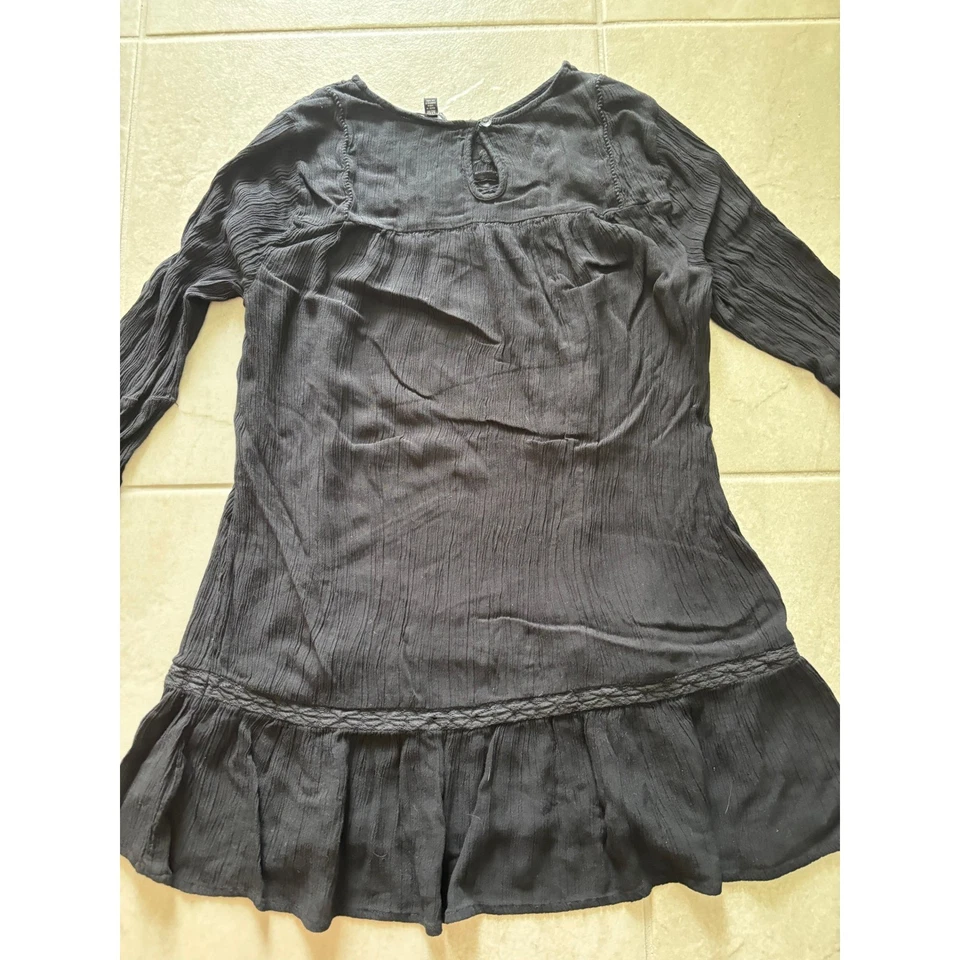 Top de mujer Lucky Brand túnica negra mediana bordada boho campesina occidental Foto 4 de 4