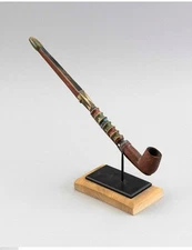 Winnebago Ho Chunk Native American Catlinite Pipe And Polychrome Pipestem