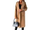 IDEALSANXUN WOMEN MEDIUM SIZE WOOL BLEND DOUBLE BREASTED TRENCH COAT CAMEL
