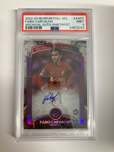 TOPPS MUSEUM UCL 22/23 FABIO CARVALHO LIVERPOOL RC AUTO PARALLEL 97/99 PSA 9.