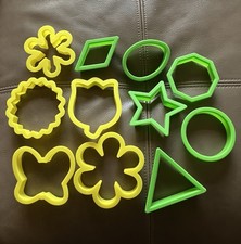 11 ‘Play Doh’ Cutters Yellow Flowers Green Geometric Shapes 