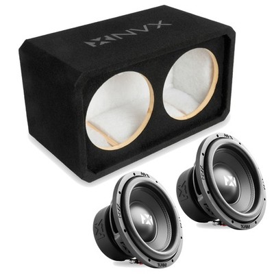 NVX NE102S Dual 10'' Sealed 3/4'' MDF Subwoofer Enclosure w/ 10'' Subwoofer