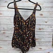 Vintage 50s Rose Marie Reid Swimdress One Piece brown plaid