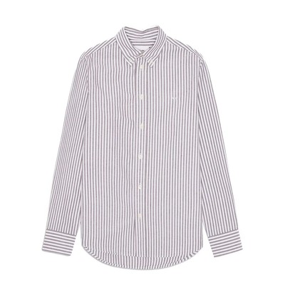 NN07 Colby BD Logo Regular Fit Oxford Shirt Brown Stripe