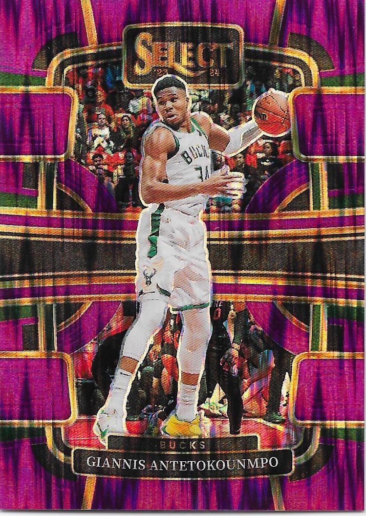 2023-24 Panini Select Giannis Antetokounmpo 141/175 Purple Flash Prizm #60
