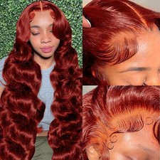 Reddish Brown Lace Front Wig 13X6 Body Wave Lace Front Wigs Human Hair Pre Pl...