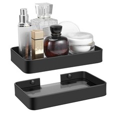 Small Glass Bathroom Shelves Matte Black Floating Shelf Mini Wall Organizer
