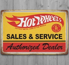 Hot Wheels Sales & Service 8 x 12 Vintage Novelty Metal Sign Made In USA New!