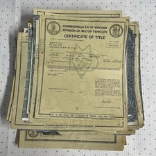 Certificate Historical Document Lot Of 195 Ford Chevy Dodge Cadillac Virginia Certificate Historical Document Lot Of 195 Ford Chevy Dodge Cadillac Virginia