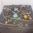 Vintage Estate Costume Jewelry Lot Rings, Hat pin. necklace silver & gold tone