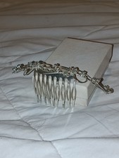 Aurora Borealis Vintage Rhinestone Silver Tone Hair Comb