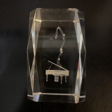 Grand Piano 3D Laser Etched Crystal Paperweight Great Gift Idea