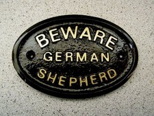 BEWARE OF THE GERMAN SHEPHERD  SIGN DOG (Gold or Silver Lettering)