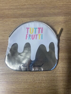Too Faced Zippered Makeup Bag Case Tutti Frutti Design 5x5 in Clean And Sassy