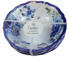 Caroline Blue White Floral Flower Luxury Melamine Soup Cereal Bowl Set of 4 Nwt