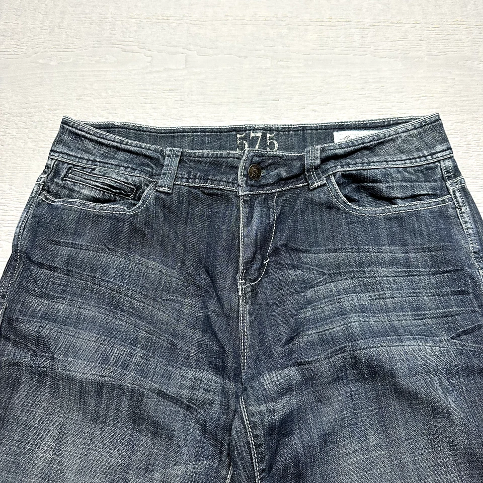 Pantalones de mezclilla 575 para mujer 32 azul campana 31 entrepierna botón centavo vintage usados en excelente estado Foto 2 de 4