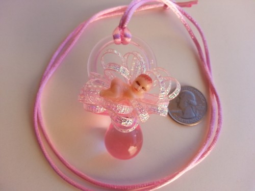 12 Pink Pacifier Necklaces Plastic Baby Shower Game Favors Prizes Girl Decor - Picture 4 of 8