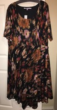 Luxe by Carmen Marc Valvo Multi Color Pattern Short Sleeve Dress Size 20W