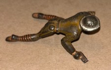 GREY IRON  SOLDIER CRAWLING WITH PISTOL AND GRENADE TOY SOLDIER VINTAGE