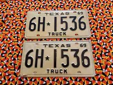 1969  TEXAS   TRUCK   LICENSE  PLATES  6H1536