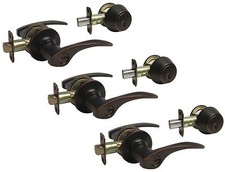 Set of 3 Entry Door handle Lock sets Oil Rubbed Bronze All Locks Keyed Alike