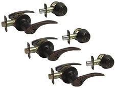 Set of 3 Entry Door handle Lock sets Oil Rubbed Bronze All Locks Keyed Alike