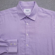 Charles Tyrwhitt Dress Shirt Mens 17 38 Slim Fit Purple White Check