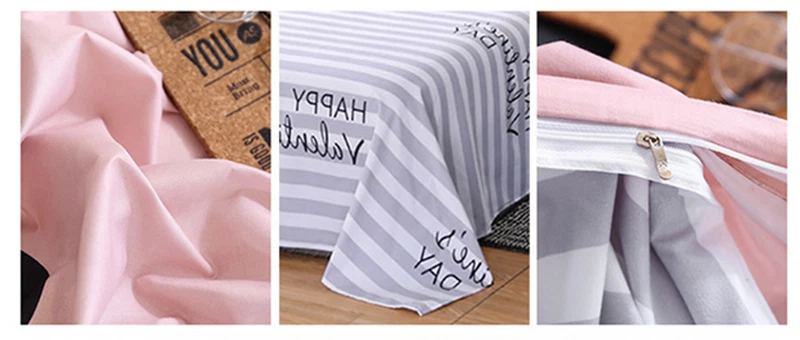 Nuevo Juego de Ropa de Cama Rosa Patrón Corazón Funda Nórdica Sábana Funda Almohada Cuatro Piezas Foto 3 de 4