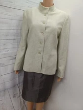 Kasper/EY Signature Tweed Green Gray Jacket Skirt Suit Set 2 Pc Size 10